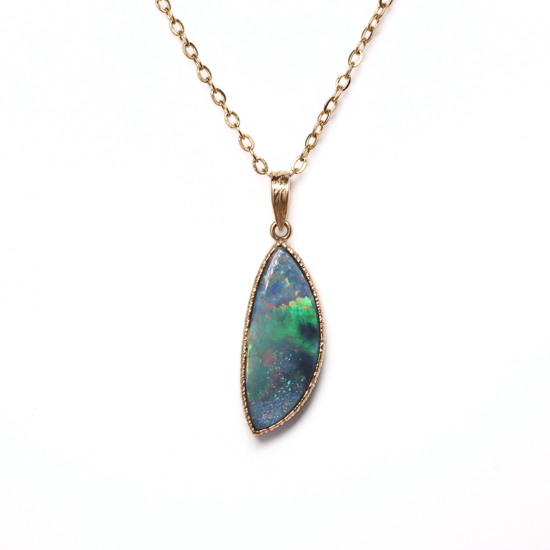 14K Yellow Gold Black Opal Pendant 2.79CT