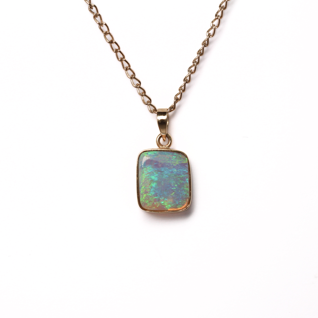 18K Yellow Gold Crystal Opal Pendants 3.10CT