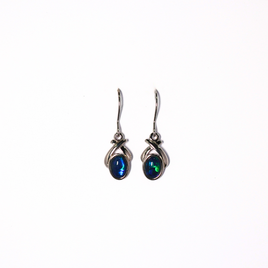 Sterling Silver Triplet Opal Hoop Earrings