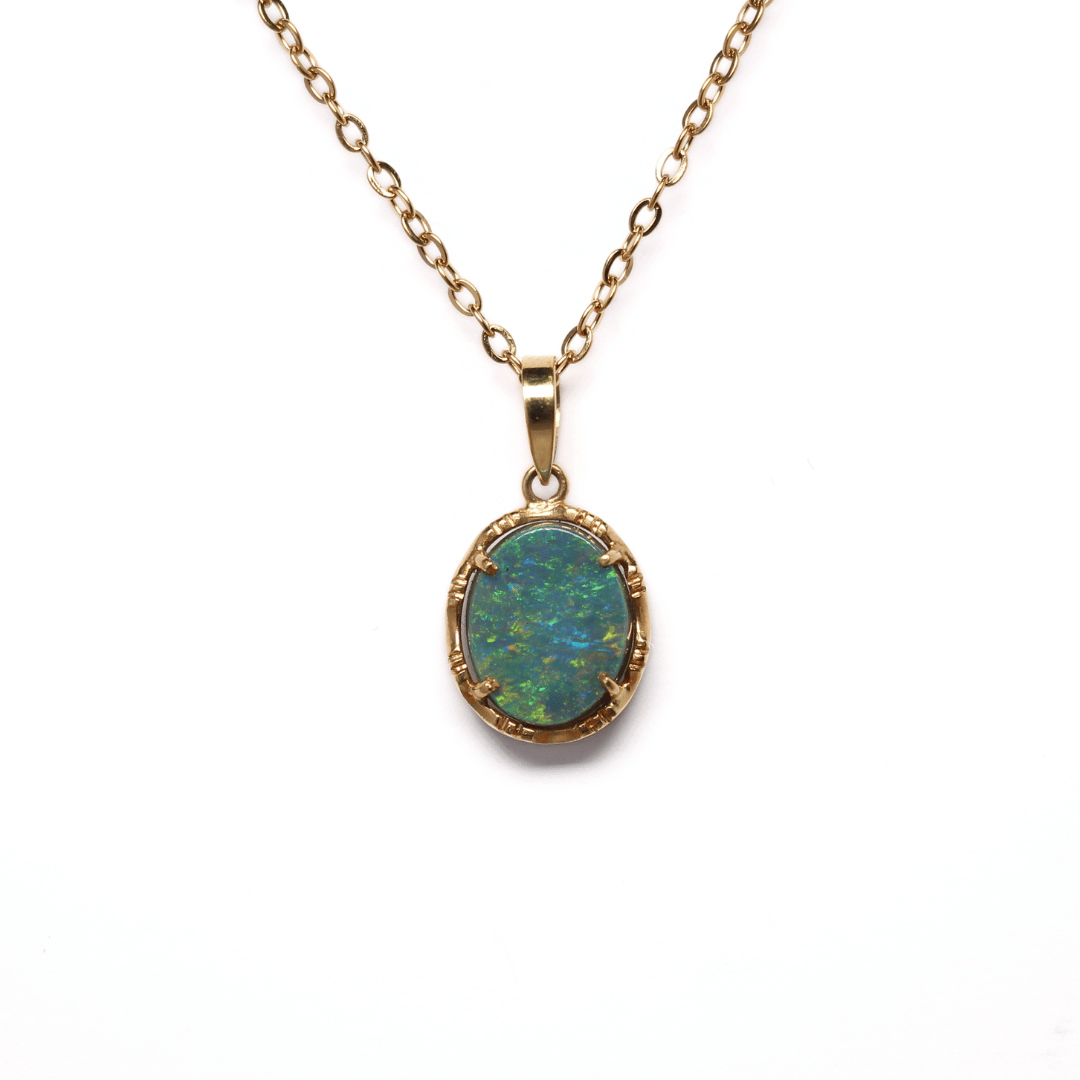 18K Yellow Gold Black Opal Pendant 2.60CT