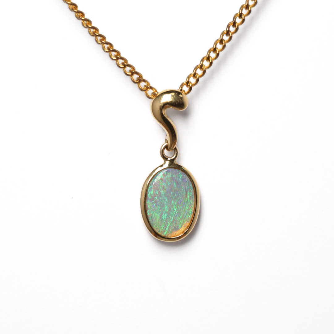 18K Yellow Gold Semi-Black Opal Pendant