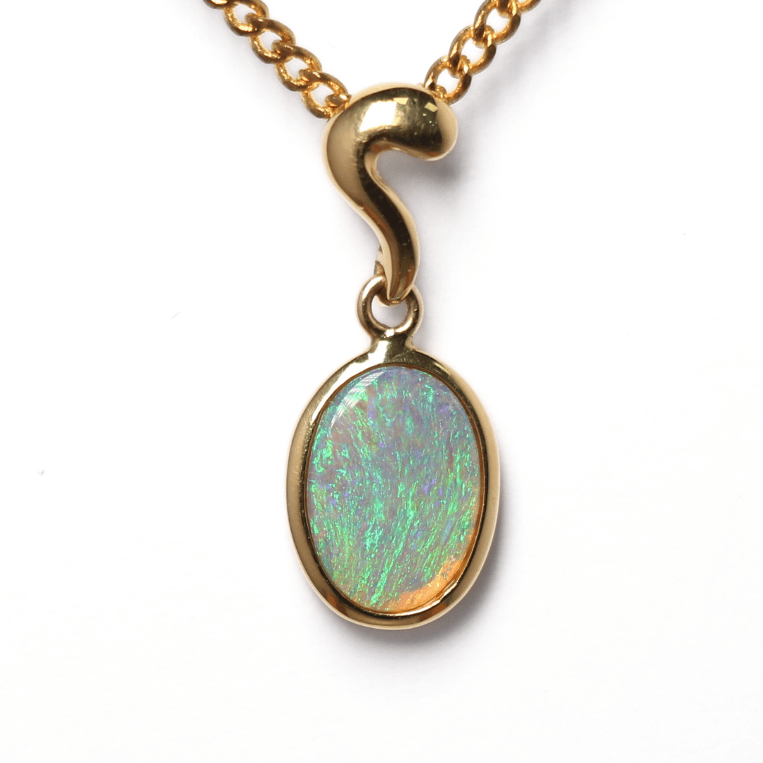 18K Yellow Gold Semi-Black Opal Pendant