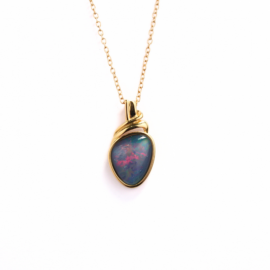 Yellow Gold Plated Triplet Opal Pendant