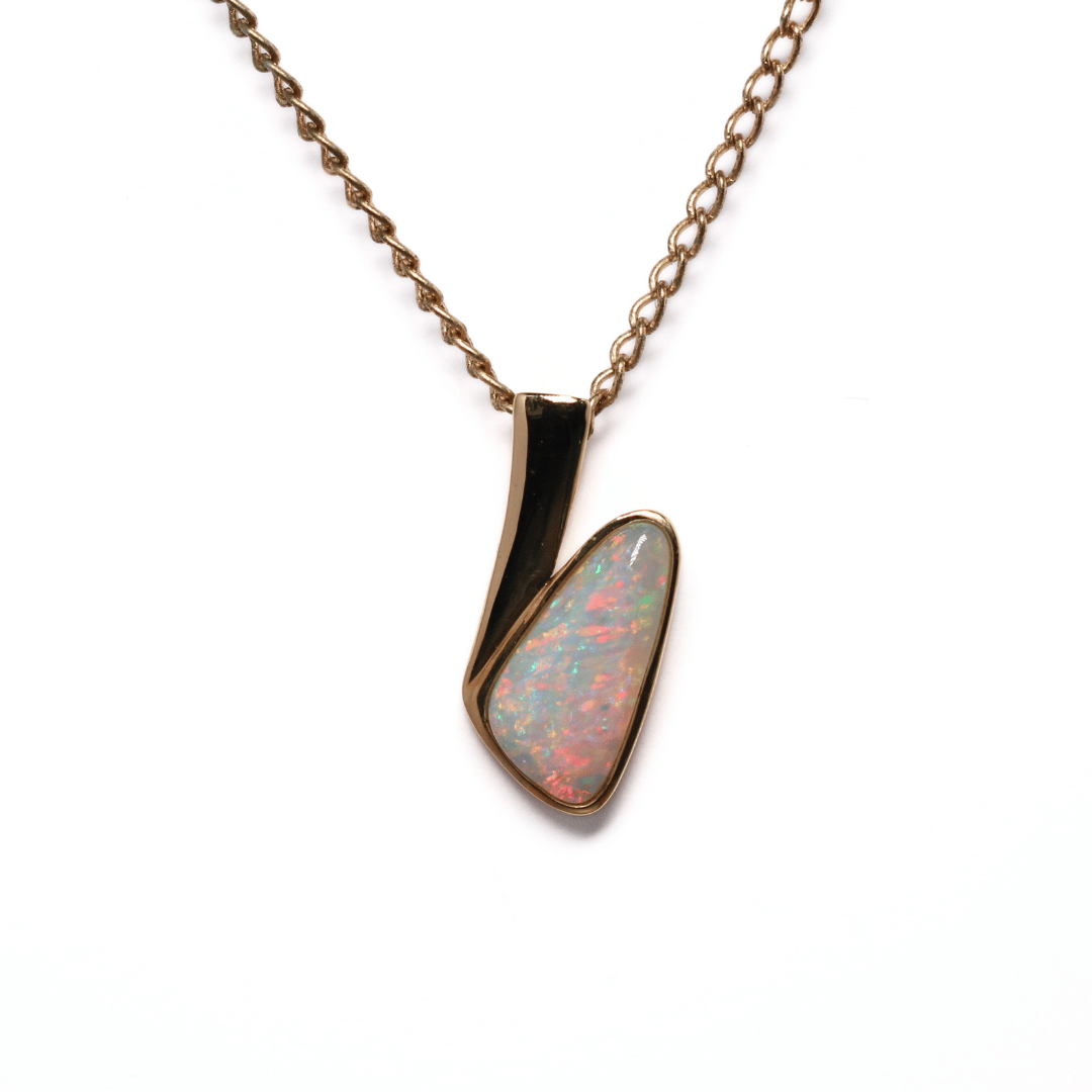 14K Yellow Gold Crystal Opal Pendant 1.85CT