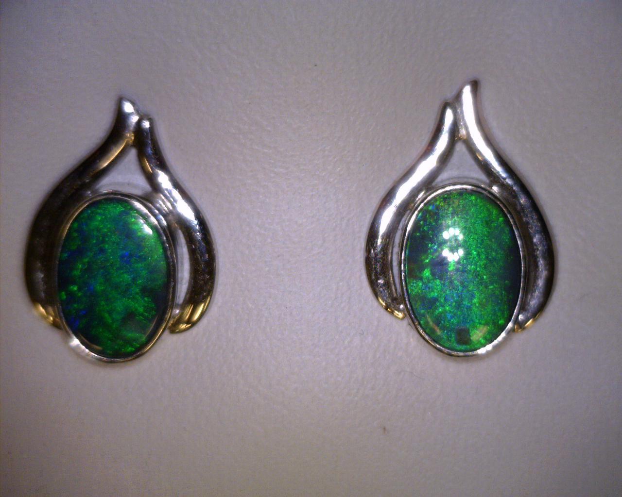 ROUND BLACK OPAL EARRINGS – Belliston Jewelry